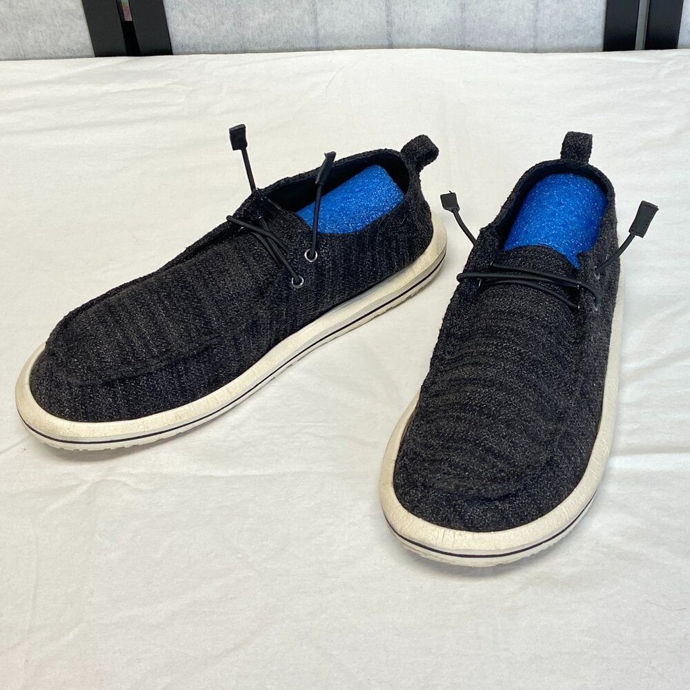 Maui and Sons Loafers Slip On Shoes 10 Black Marled Faux Lace Up Beach Casual